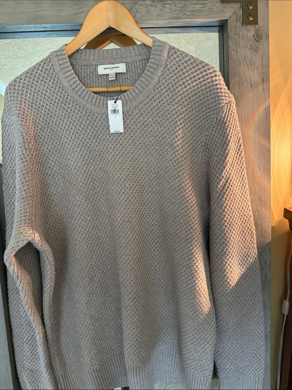 Banana Republic Men’s Taupe Textured Crewneck Sweater